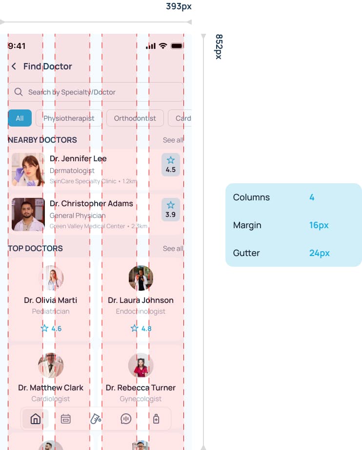 Medonexa Mobile App Grid System