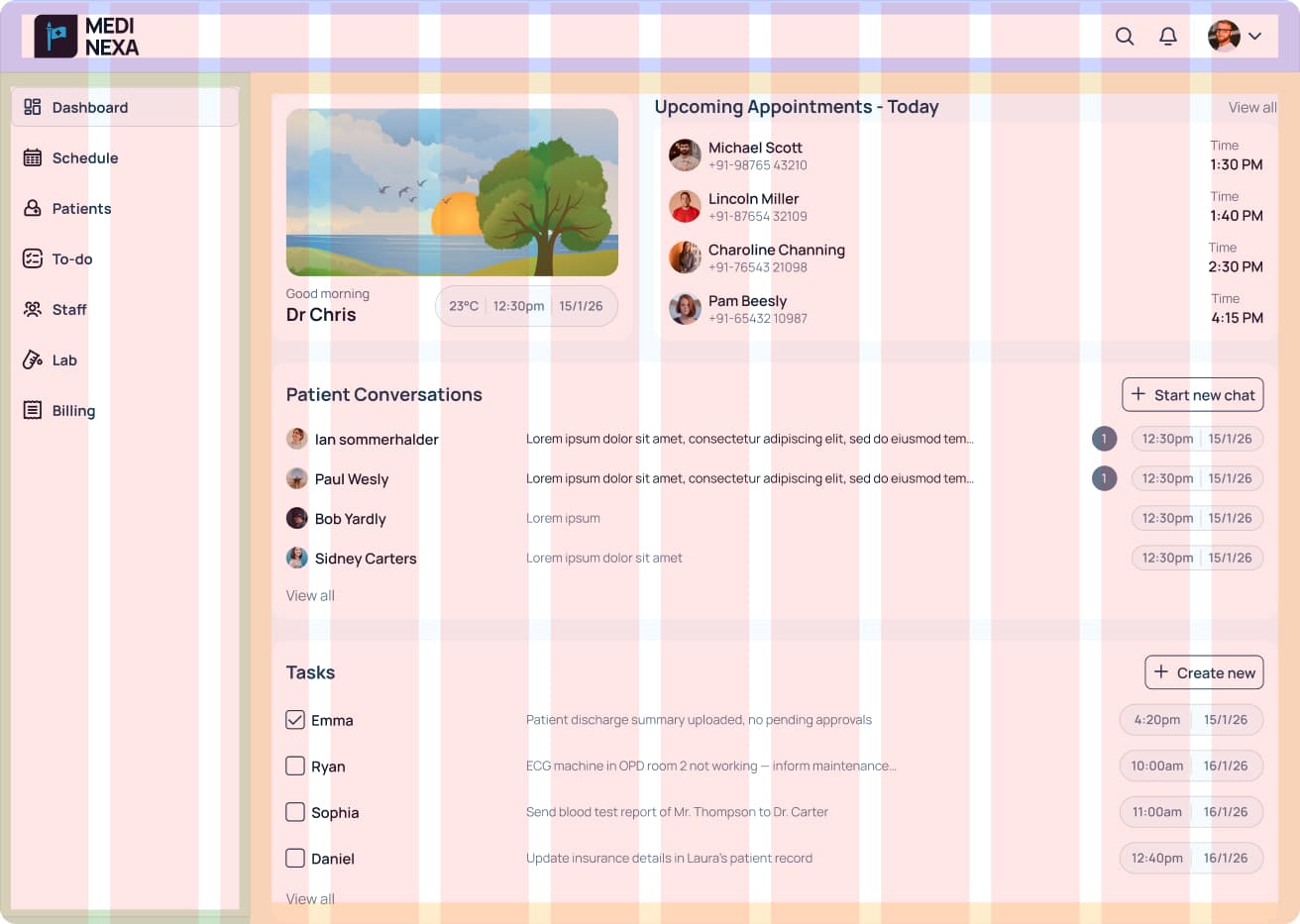 Medonexa Web Admin Dashboard Grid System