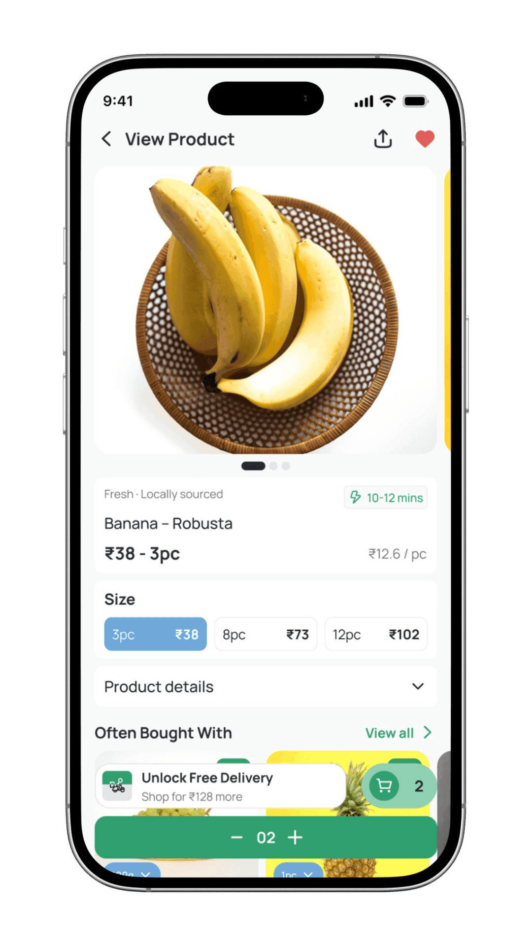 Product detail screen