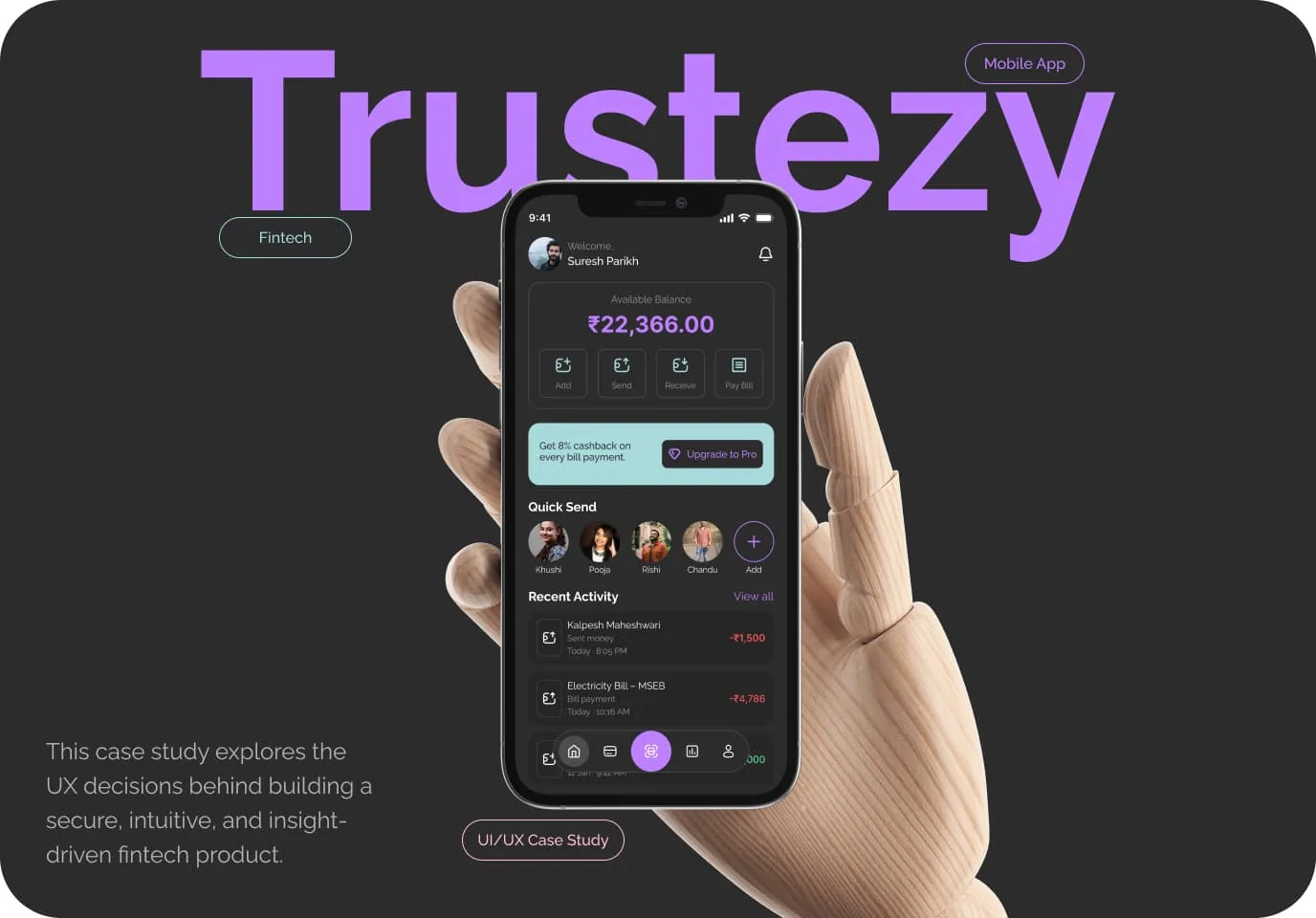 Trustezy - Modern Digital Wallet & Fintech App — Enqcode case study cover