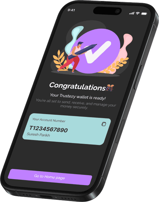 Trustezy Account Created screen