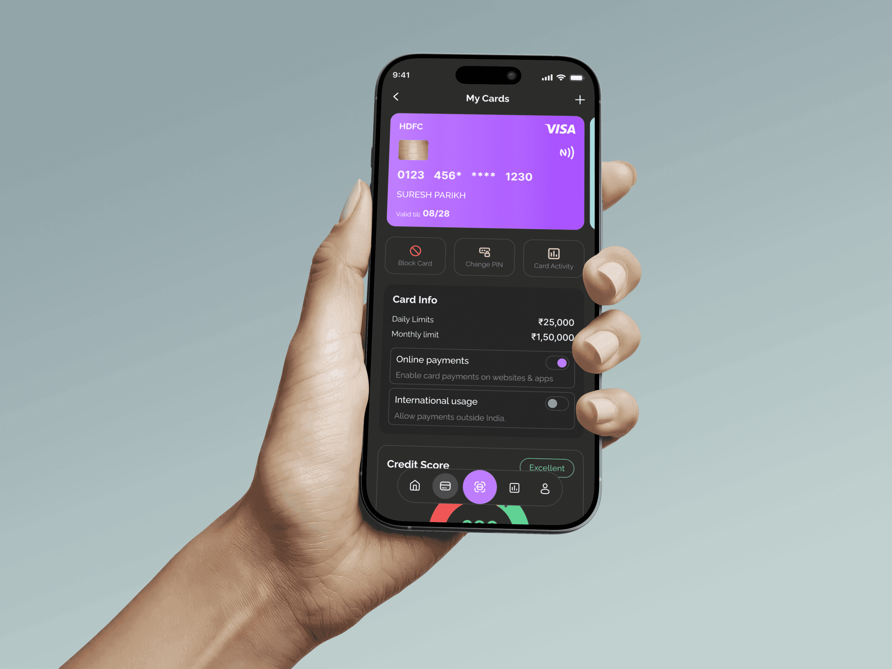 Trustezy My Cards screen in hand