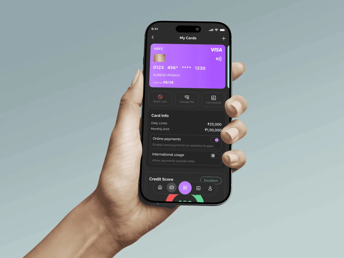 Trustezy My Cards screen in hand