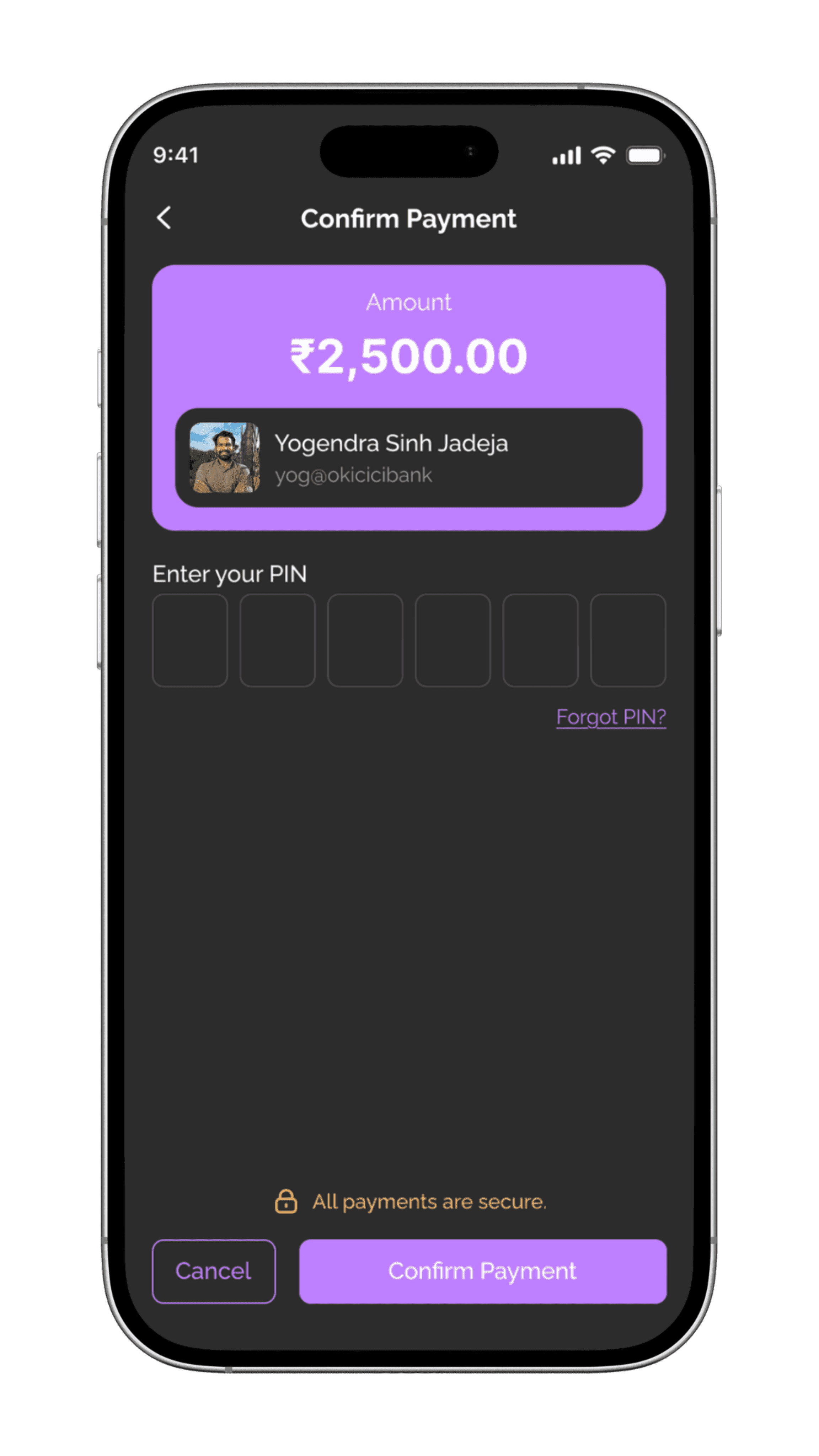Trustezy Confirm Payment screen