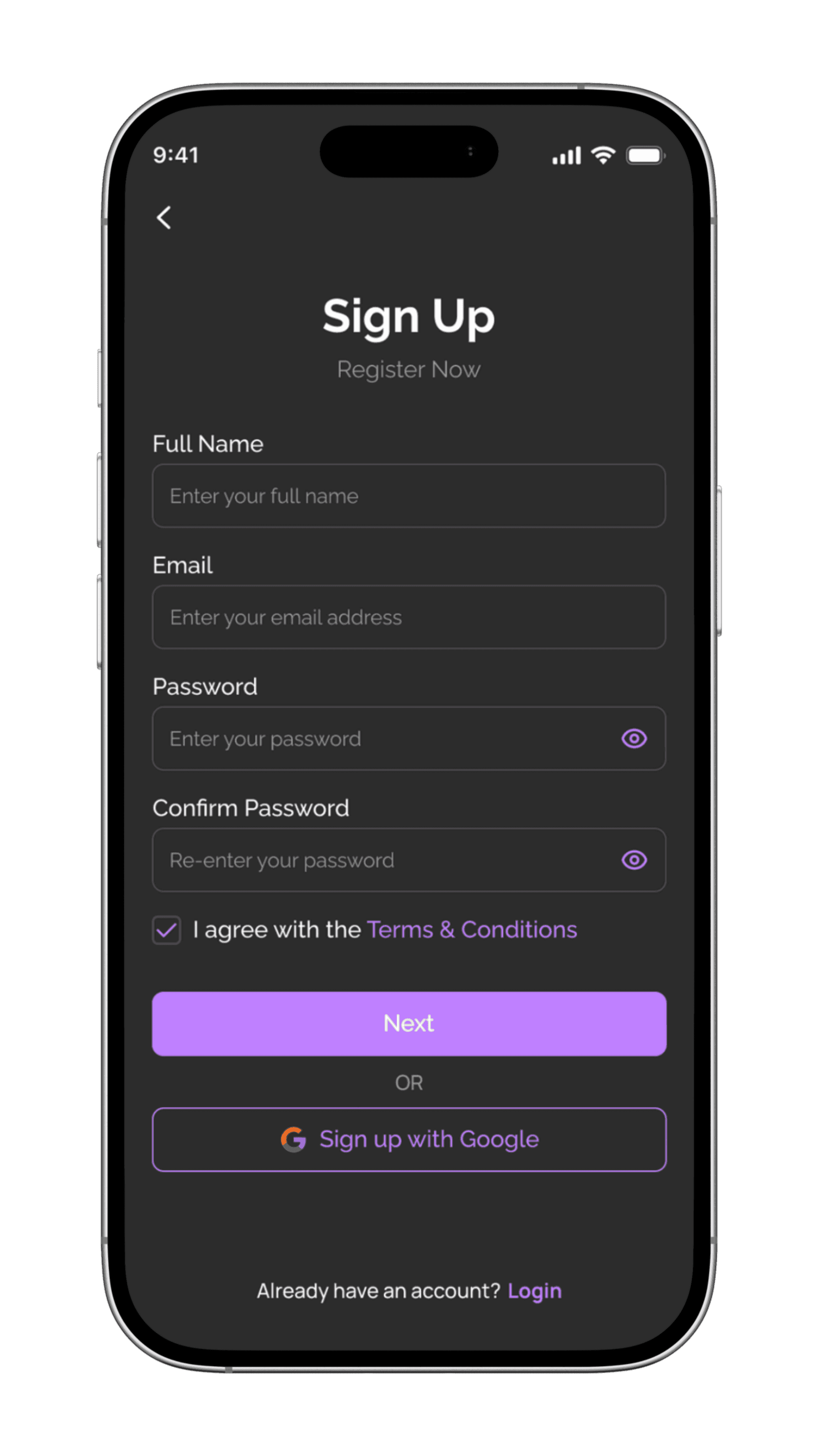 Trustezy sign up screen