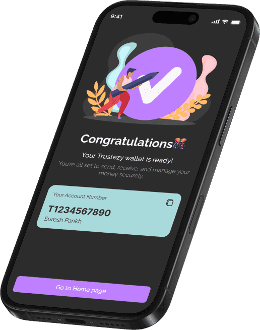 Trustezy Account Created screen