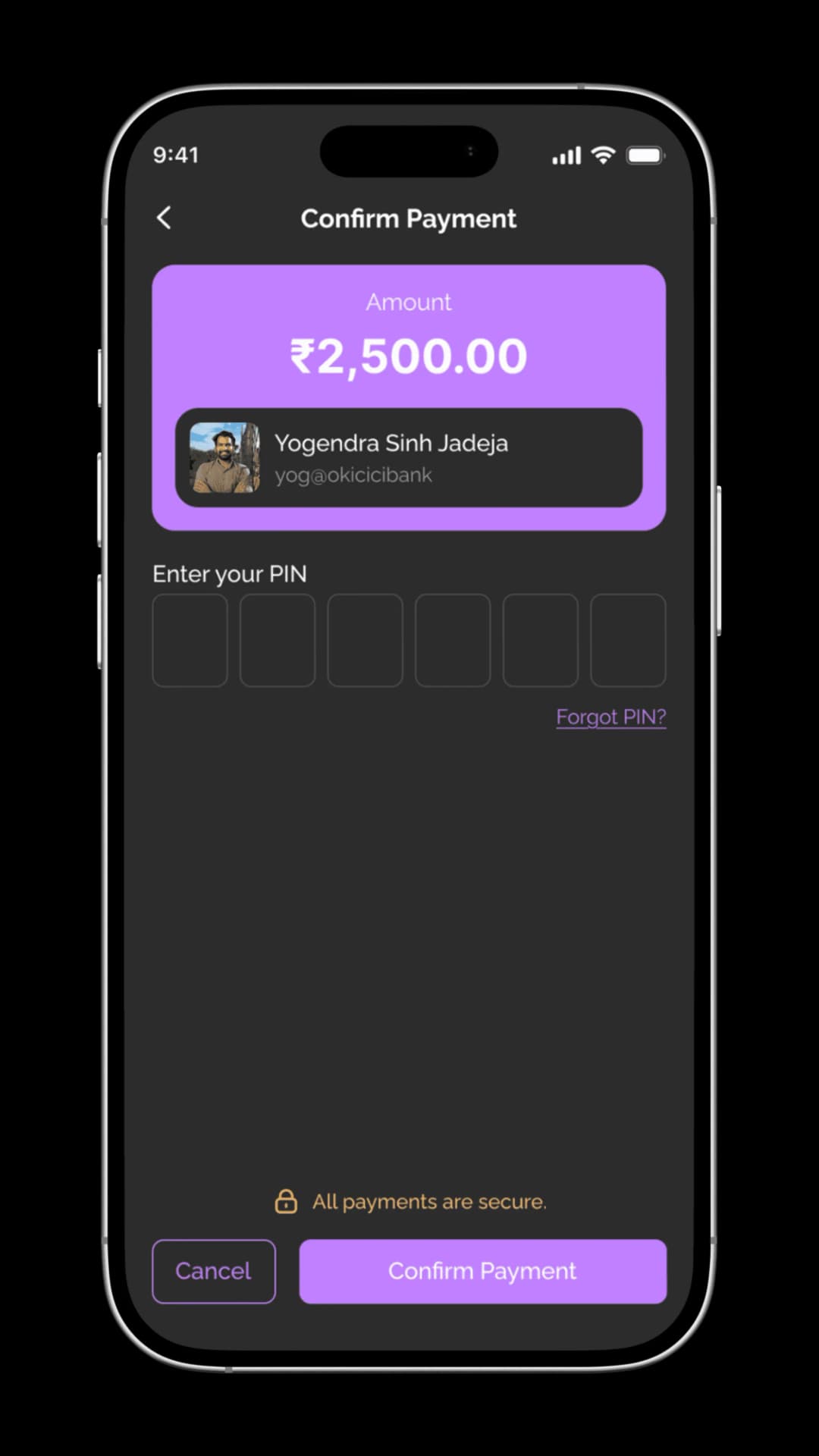 Trustezy Confirm Payment screen
